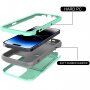 Odporen ovitek z režo za kartice in ogledalom za iPhone 14 Pro Max - mentol