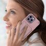 Odporen ovitek z režo za kartice in ogledalom za iPhone 14 Pro Max - roza