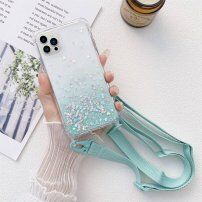 Prozoren ovitek z bleščicami in nastavljivim paščkom za iPhone 14 Pro - modro