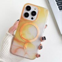 Prosojni ovitek z vzorcem vodnih barv in zaščito MagSafe za iPhone 14 Pro - oranžna