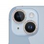 Kaljeno steklo s kamenčki za zaščito leč zadnjega fotoaparata za iPhone 14 / 14 Plus - srebro