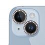 Kaljeno steklo s kamenčki za zaščito leč zadnjega fotoaparata za iPhone 14 / 14 Plus - temno siva