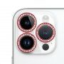Kaljeno steklo s kamenčki za zaščito leč zadnjega fotoaparata za iPhone 14 Pro / 14 Pro Max - rdeče