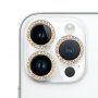 Kaljeno steklo s kamenčki za zaščito leč zadnjega fotoaparata za iPhone 14 Pro / 14 Pro Max - zlato