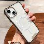 Prozoren ovitek z barvnim okvirjem in MagSafe za iPhone 13 Pro Max - siva