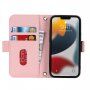 Flip etui s paščkom v obliki pisma za iPhone 13 mini - roza