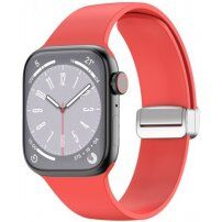 Silikonski pašček s kovinsko magnetno zaponko za Apple Watch 42mm / 41mm / 40mm / 38mm - rdeče