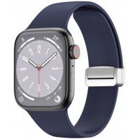 Silikonski pašček s kovinsko magnetno zaponko za Apple Watch 42mm / 41mm / 40mm / 38mm - temno modra