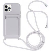Silikonski ovitek z zanko in žepkom za kartice za iPhone 11 Pro - siva