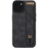 Usnjeni ovitek z zanko za roko za iPhone 14 Plus - črna