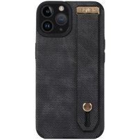 Usnjeni ovitek z zanko za roko za iPhone 14 Pro Max - črna