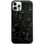Mat ovitek z abstraktnim motivom za iPhone 12 Pro Max - črna