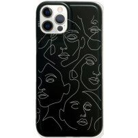 Mat ovitek z abstraktnim motivom za iPhone 12 Pro Max - črna