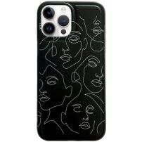 Mat ovitek z abstraktnim motivom za iPhone 13 Pro Max - črna