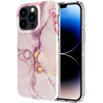 Marmorni ovitek z bleščicami za iPhone 13 Pro Max - roza