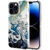 Marmorni ovitek z bleščicami za iPhone 13 Pro Max - temno modra