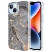 Marmorni ovitek z bleščicami za iPhone 14 Plus - siva