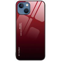 Pokrijte s steklenim hrbtom za iPhone 14 - rdeča - črna