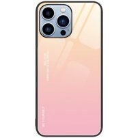 Pokrijte s steklenim hrbtom za iPhone 14 Pro Max - roza-zlato