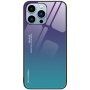 Pokrijte s steklenim hrbtom za iPhone 14 Pro Max - vijolično-azuren