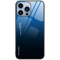 Pokrijte s steklenim hrbtom za iPhone 14 Pro Max - modro-črna
