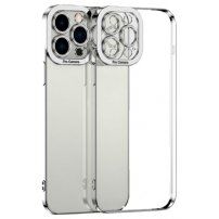 Prozorni ovitek s prevlečenim robom za iPhone 14 Plus - srebro