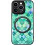 Ovitek z geometrijskim vzorcem in MagSafe za iPhone 14 Pro Max - turkizna
