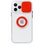 Prozoren etui z držalom za prst in poklopcem fotoaparata za iPhone 14 Pro - rdeče