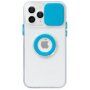 Prozoren etui z držalom za prst in poklopcem fotoaparata za iPhone 14 Pro - modro