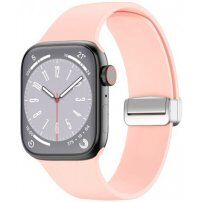 Silikonski pašček s kovinsko magnetno zaponko za Apple Watch 42mm / 41mm / 40mm / 38mm - roza