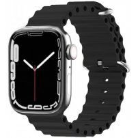 Silikonski oceanski pasek za Apple Watch 42mm / 41mm / 40mm / 38mm - črna