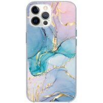 Sijajen marmorni ovitek za iPhone 12 Pro Max - modro-roza