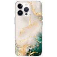 Sijajen marmorni ovitek za iPhone 13 Pro Max - bež-zelen