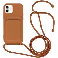 Silikonski ovitek z zanko in žepkom za kartice za iPhone 11 - rjava