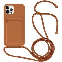 Silikonski ovitek z zanko in žepkom za kartice za iPhone 11 Pro Max - rjava
