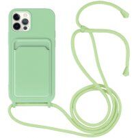 Silikonski ovitek z zanko in žepkom za kartice za iPhone 11 Pro Max - zelena