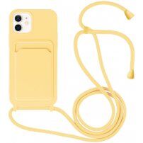 Silikonski ovitek z zanko in žepkom za kartice za iPhone 12 / 12 Pro - rumena