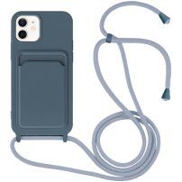 Silikonski ovitek z zanko in žepkom za kartice za iPhone 12 / 12 Pro - modro