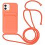 Silikonski ovitek z zanko in žepkom za kartice za iPhone 12 / 12 Pro - neon oranžna