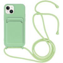 Silikonski ovitek z zanko in žepkom za kartice za iPhone 13 - zelena
