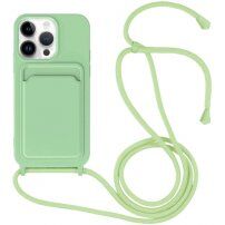 Silikonski ovitek z zanko in žepkom za kartice za iPhone 13 Pro Max - zelena