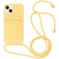 Silikonski ovitek z zanko in žepkom za kartice za iPhone 14 - rumena