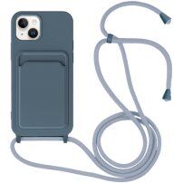 Silikonski ovitek z zanko in žepkom za kartice za iPhone 14 - modro