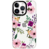 Sijajen prozorni ovitek z motivom za iPhone 13 Pro Max - roza cvetovi