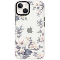 Sijajen prozorni ovitek z motivom za iPhone 14 Plus - cvetovi magnolije