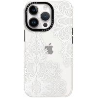 Sijajen prozorni ovitek z motivom za iPhone 14 Pro Max - čipka