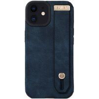 Usnjeni ovitek z zanko za roko za iPhone 11 - modro