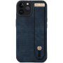 Usnjeni ovitek z zanko za roko za iPhone 12 Pro - modro