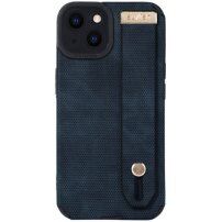 Usnjeni ovitek z zanko za roko za iPhone 14 Plus - modro