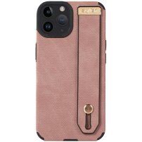 Usnjeni ovitek z zanko za roko za iPhone 14 Pro - roza